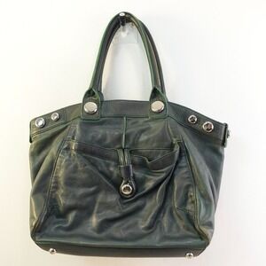 Studded‎ Genuine Leather Tote Large Dark Green BANANA REPUBLIC Metal Stud Heavy